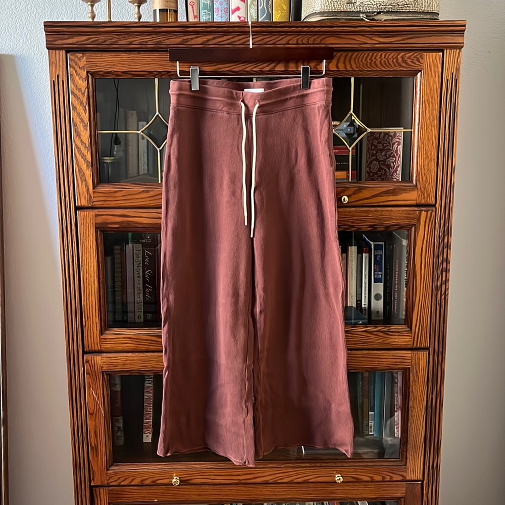 MATE The Label Wide Leg Thermal Pants in Plum